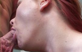 Raunchy older lady Katja Kassin drops her undies and stokes a thick talented chopper