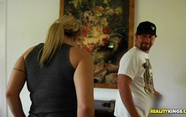 Nasty blond whore Shelby fucks with muscular man
