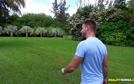 Savory blond Brynn Hunter takes a thick slim jim in doggystyle
