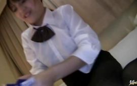 Charming sweetie is waiting for her well deserved cumshot in the end of sex