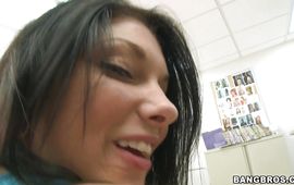 Magical brown-haired mature cutie Shyra spreads her legs wide to play with her fanny