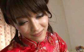 Lusty girlie Shou Nishino is willing to engulf a shaft until it explodes all over her face