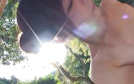 Remarkable girl with big tits impales her great body