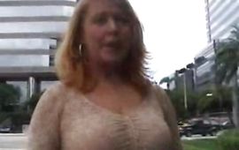 Prurient cougar Amber with impressive tits got fucked until she started moaning from fun like never previous to