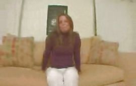 Appetizing brown-haired girlie Jazz and pussy tester are having casual sex while no one is watching them