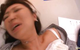 Aroused big breasted mature babe Risa Kasumi gets her narrow pie split up and banged roughly