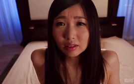 Cheerful big titted Satomi Akari gets smashed hard and fast on couch