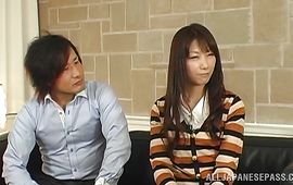 Mesmerizing lady Kaori Kirishima is gently sucking guy's dangler and riding it like avid