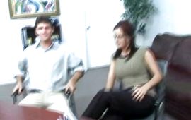 Extraordinary brunette hottie got hired to suck a rock hard love rocket like a pro